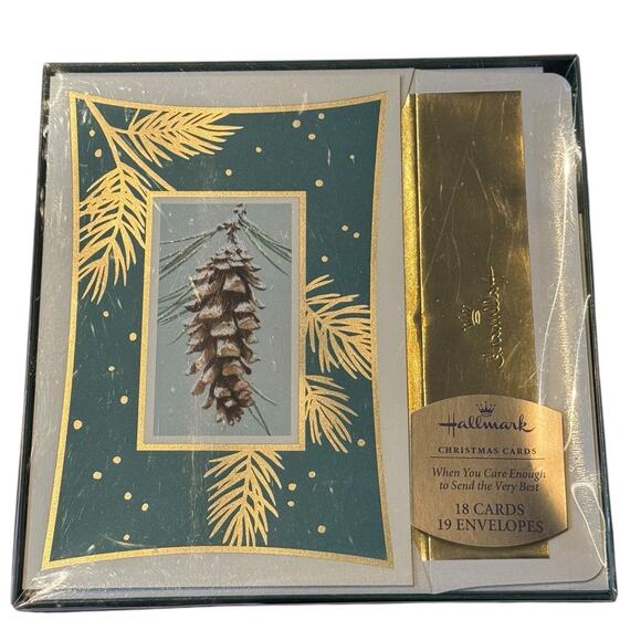 Hallmark Christmas Cards Boxed Set (18) Pinecone Winter Snow Holiday Envelopes - Picture 1 of 6